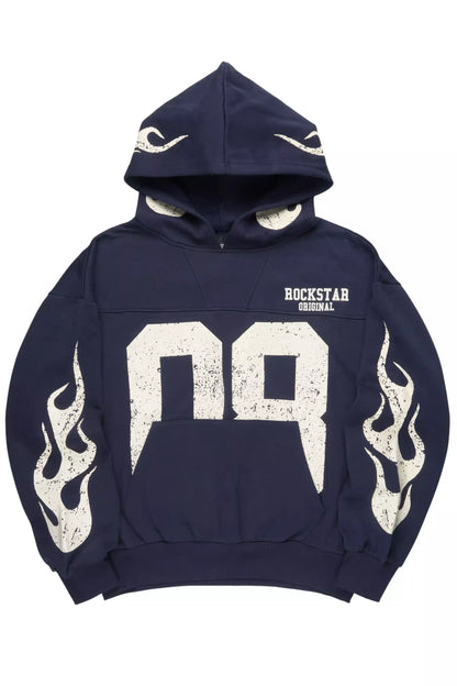 Aubin Navy Boxy Crop Hoodie
