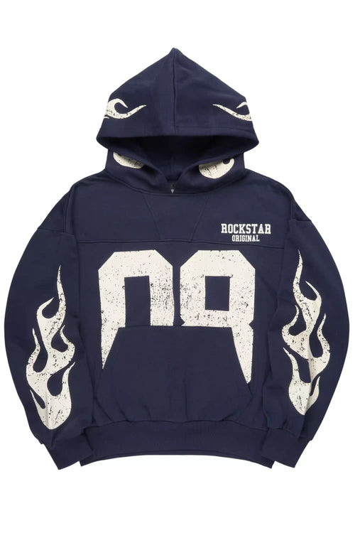 Aubin Navy Boxy Crop Hoodie