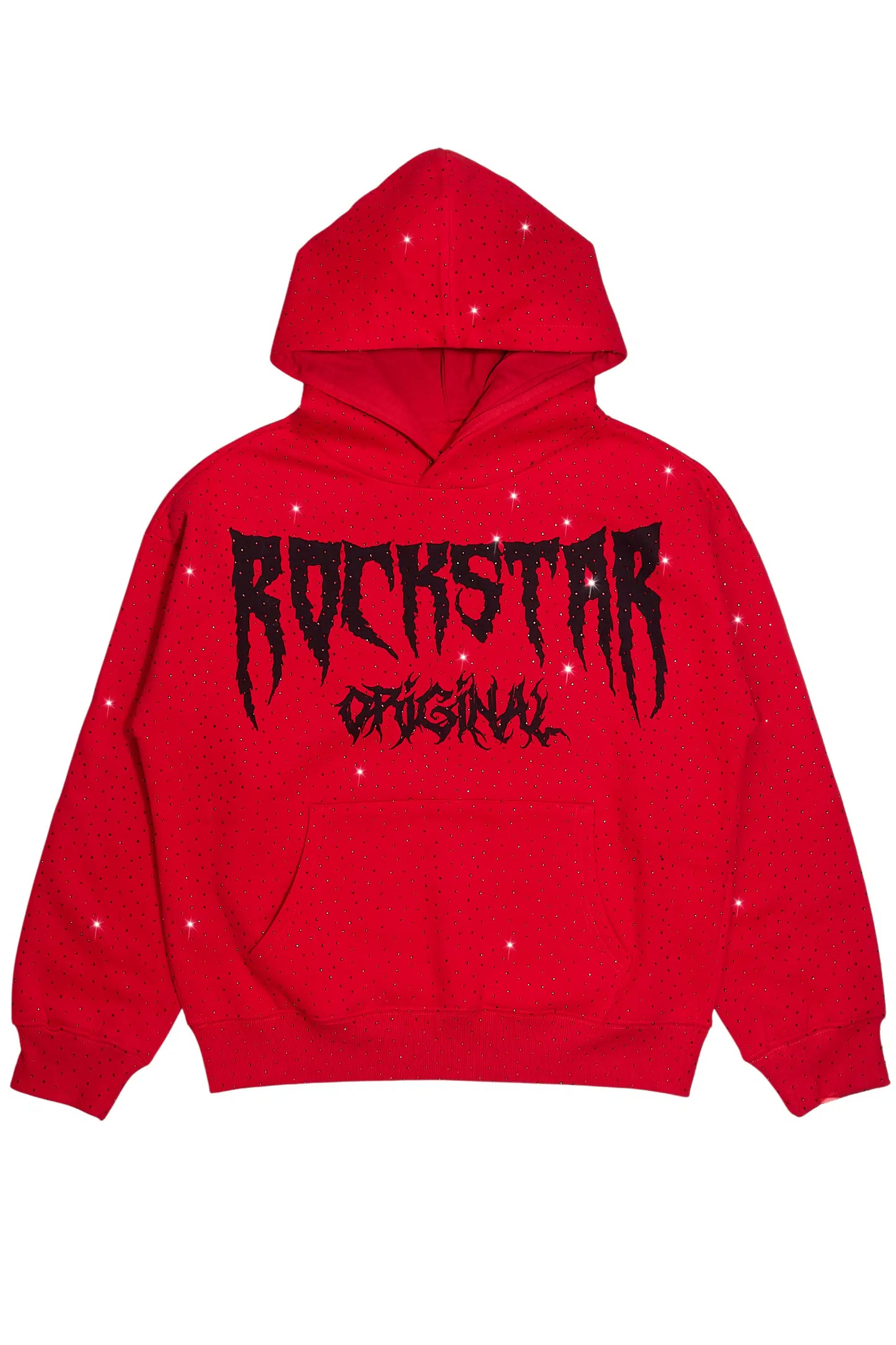 Andros Red Rhinestone Oversized Hoodie