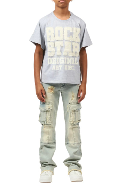 Boys Adalee Blue Stacked Flare Jean