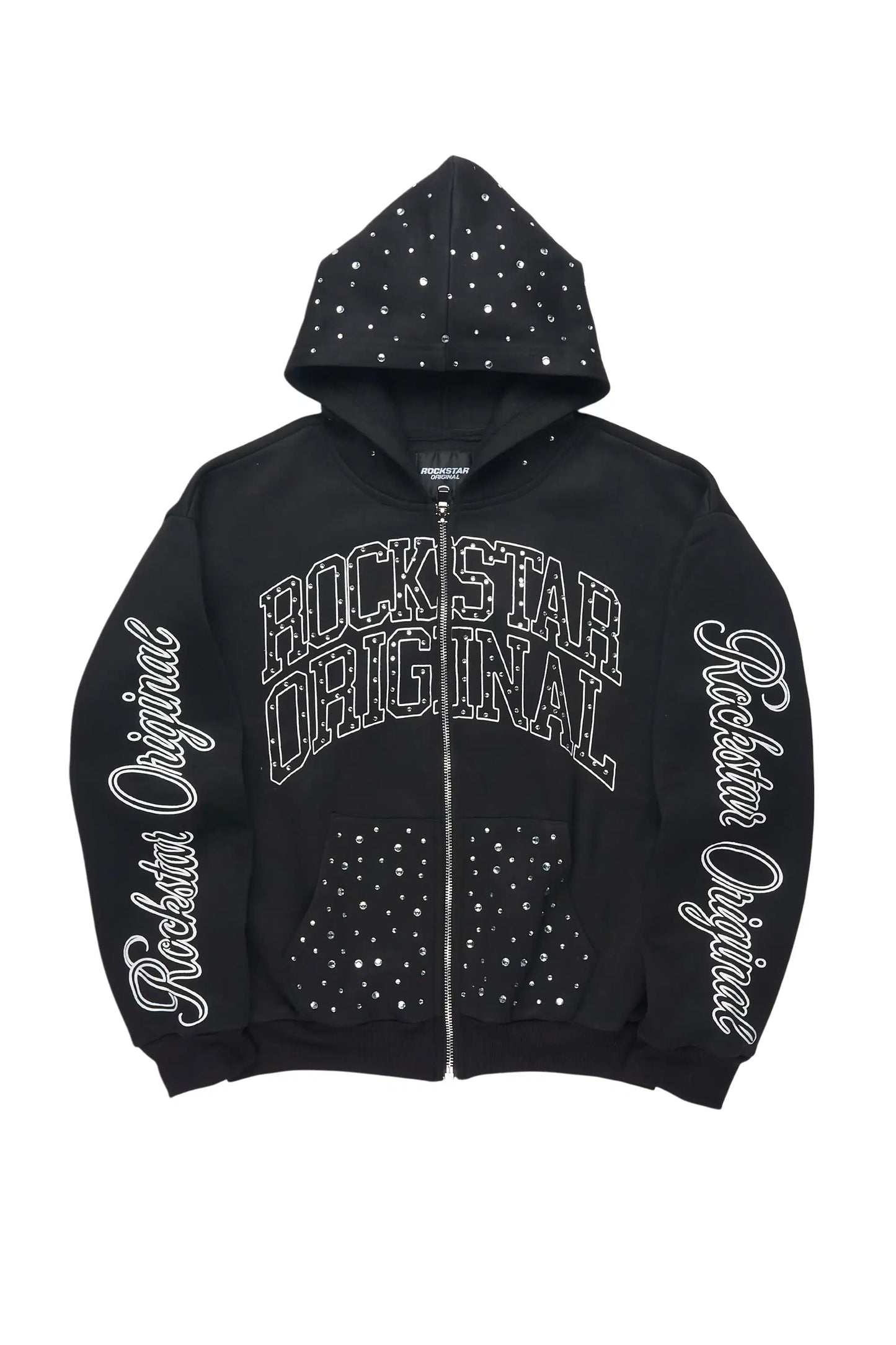 Boys Alvino Black Rhinestone Zip Up Hoodie