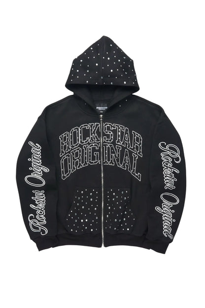 Boys Alvino Black Rhinestone Zip Up Hoodie