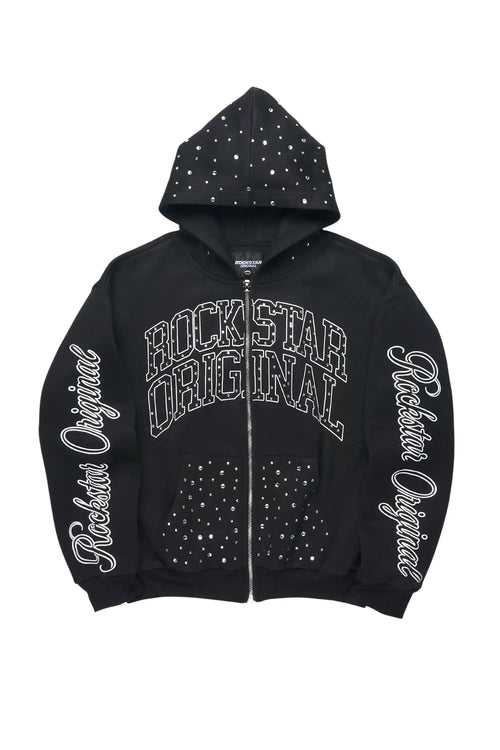 Boys Alvino Black Rhinestone Zip Up Hoodie