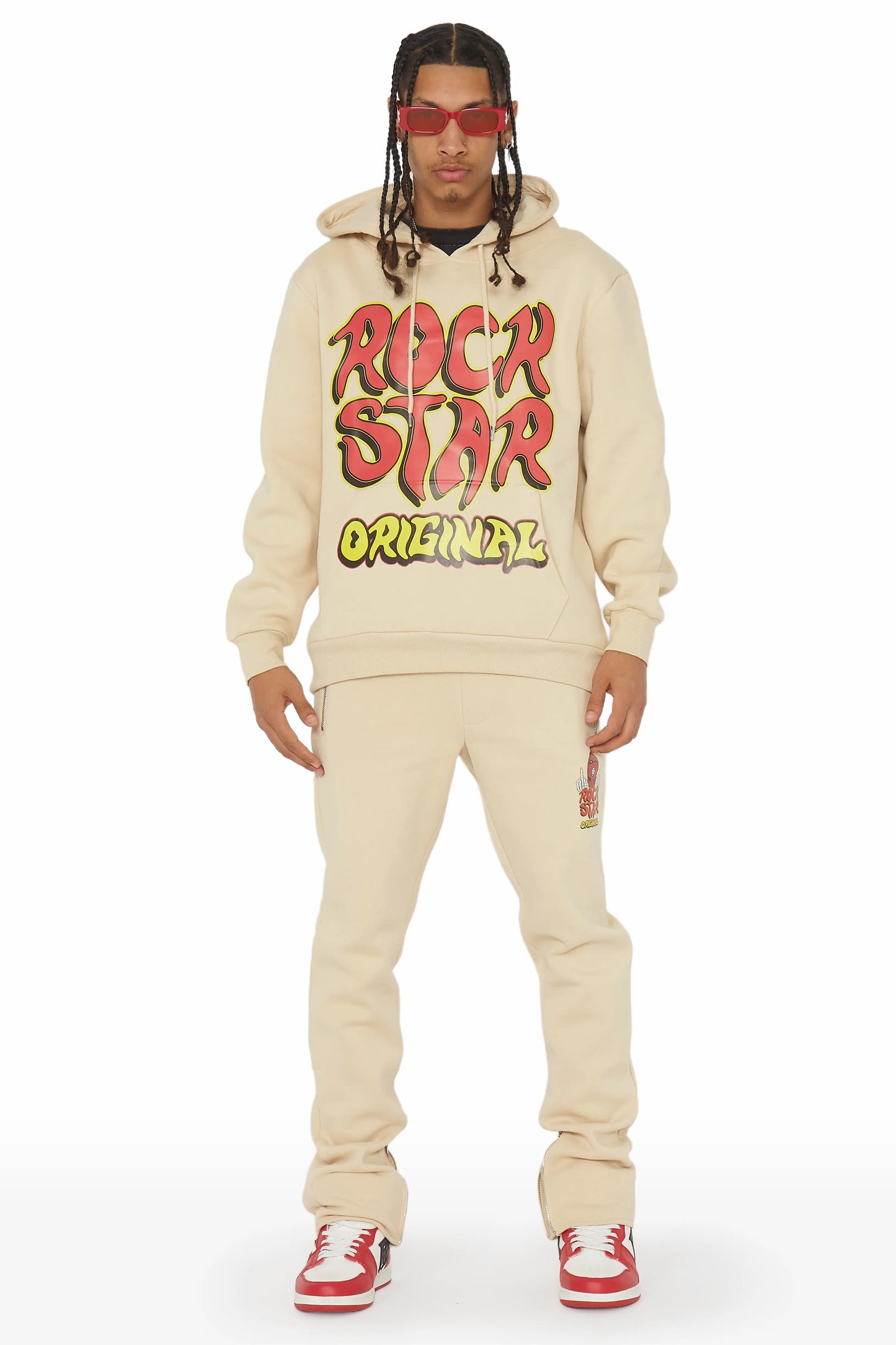 Bastien Beige Slim Fit Track Set