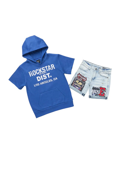 Boys Asa Royal/Blue Hooded Denim Short Set