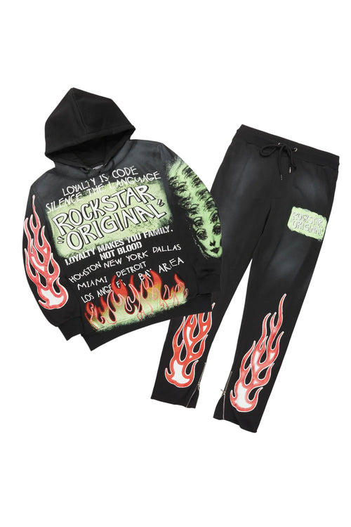 Beno Black Slim Fit Hoodie Track Set