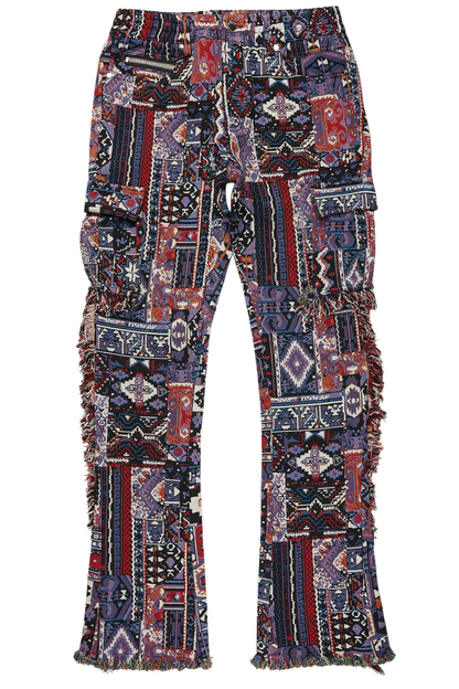 Ayami Purple Slim Tapestry Flare Jean