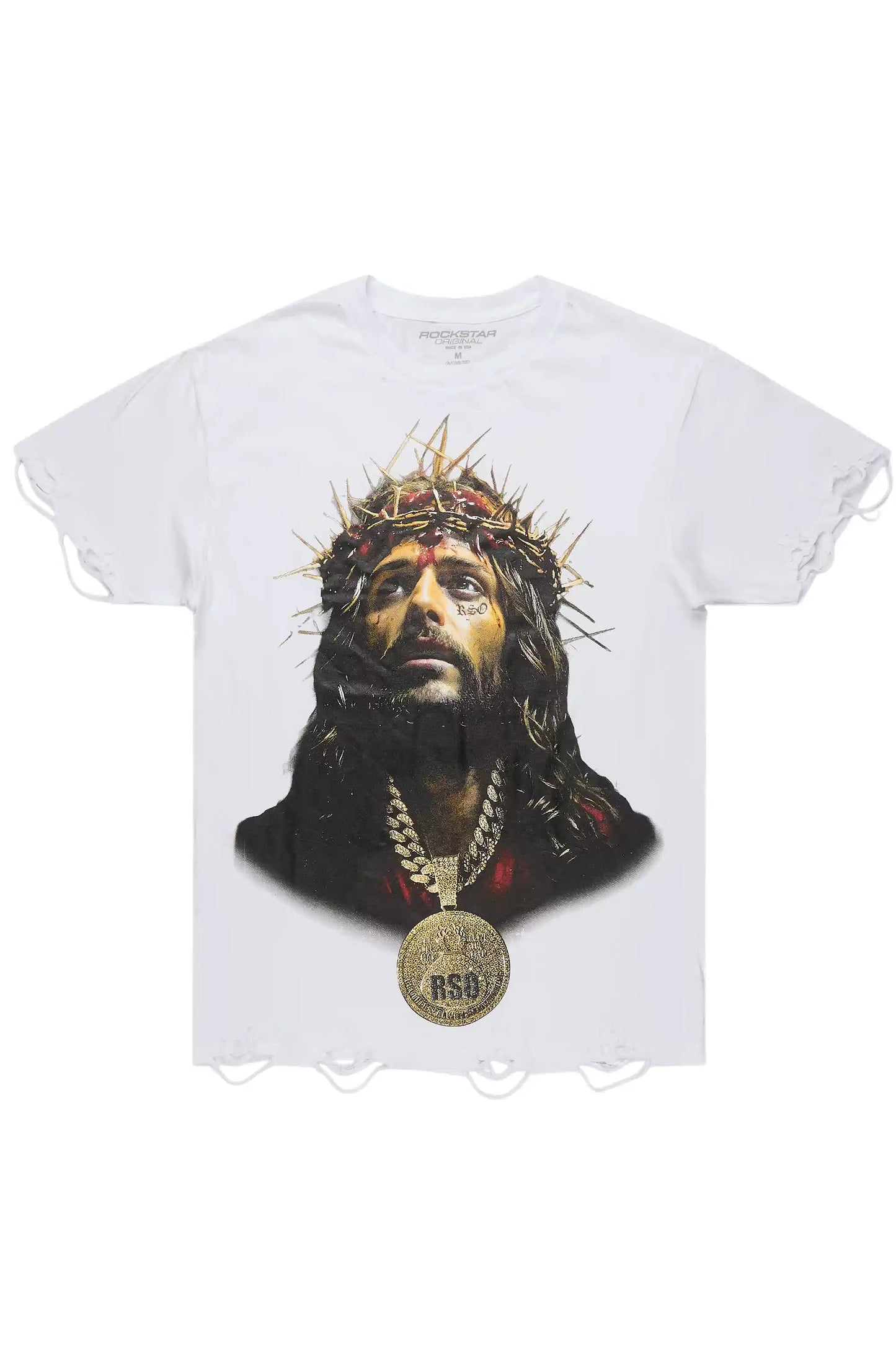 Amina White Oversized Graphic T-Shirt
