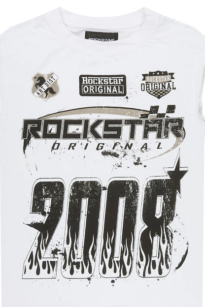 Boys Amos White Cut Off T-Shirt