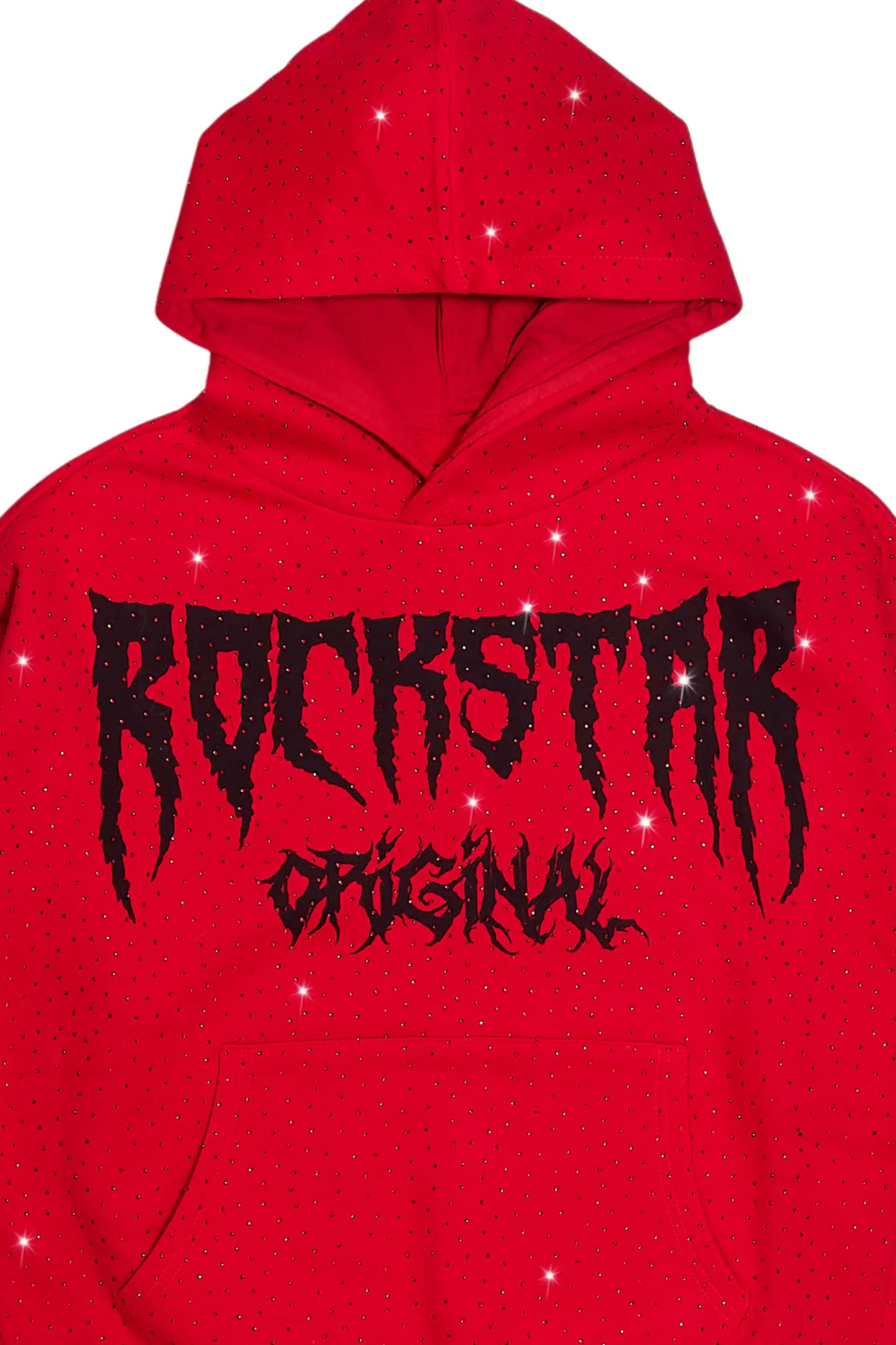 Andros Red Rhinestone Oversized Hoodie