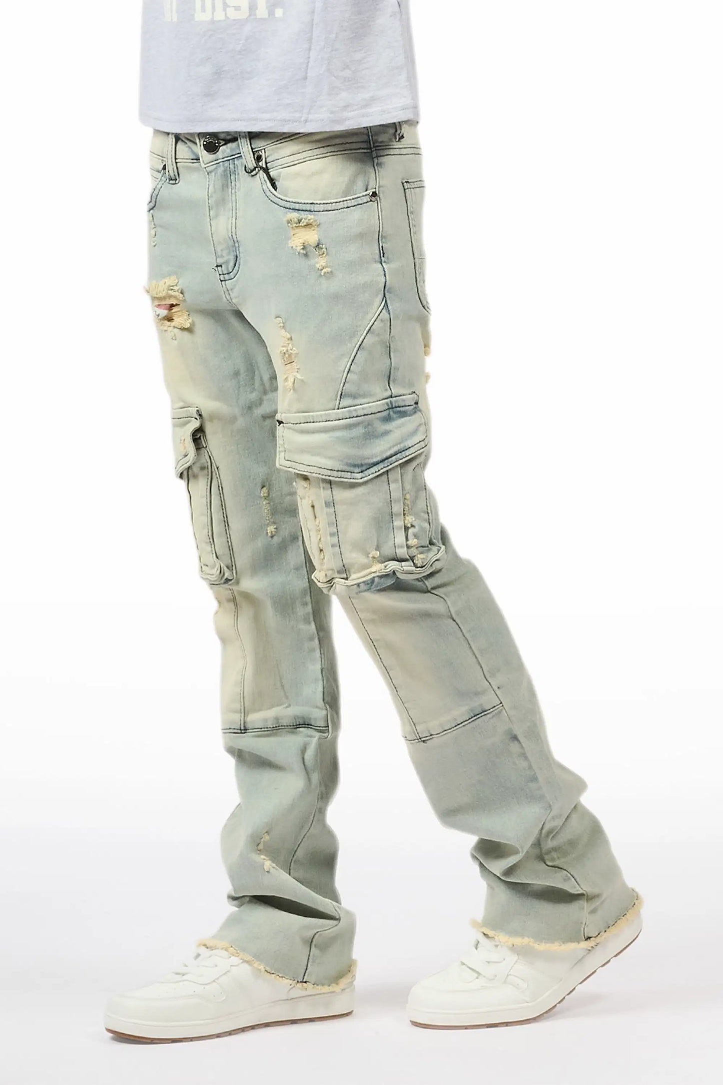 Boys Adalee Blue Stacked Flare Jean
