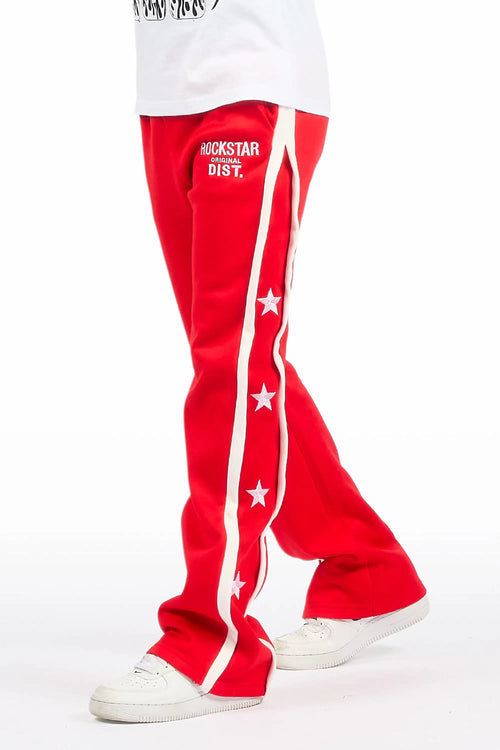 Boys Arkady Red Stacked Flare Track Pant