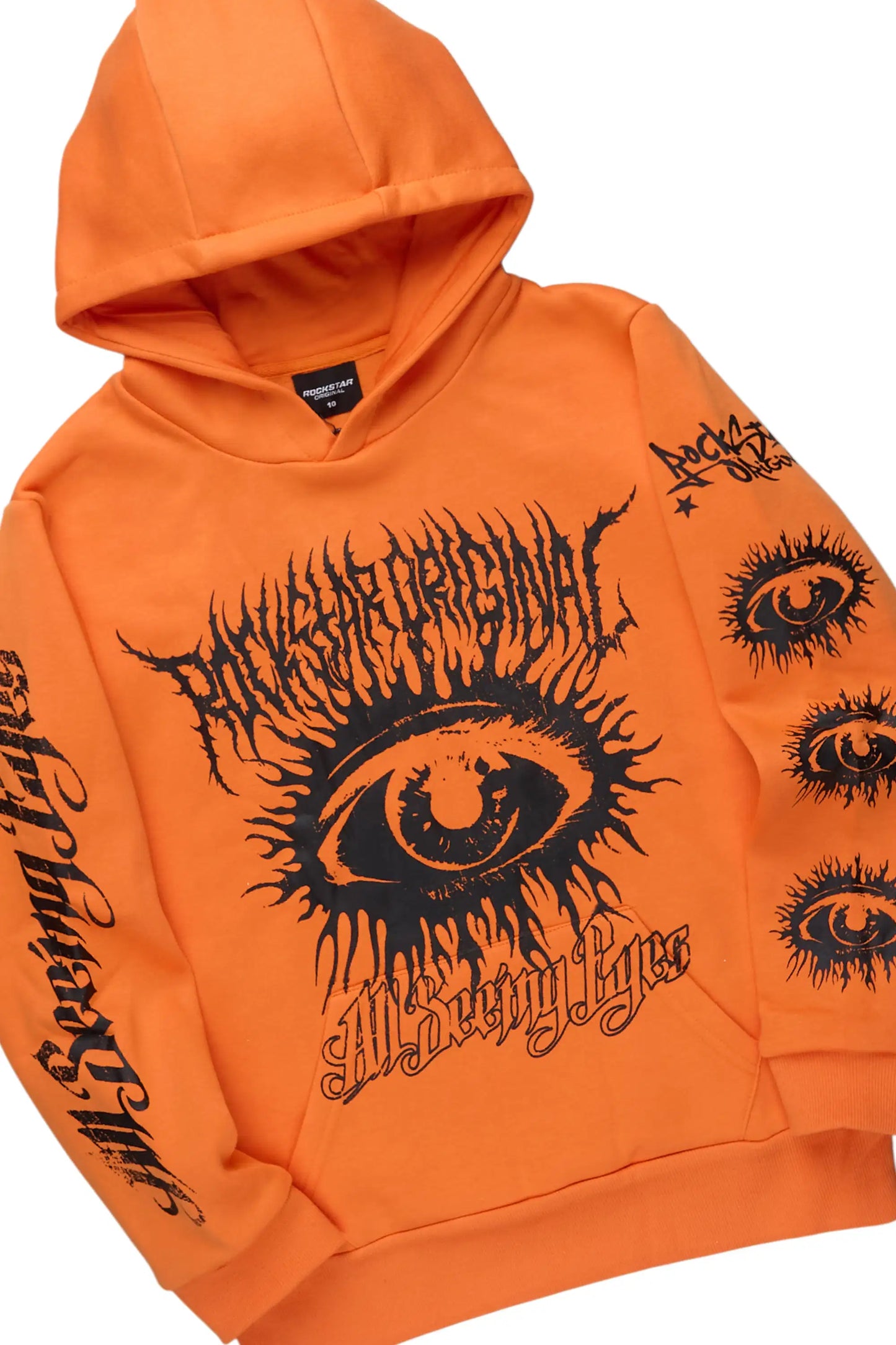 Boys All Eyes Orange Hoodie & Shake Tree Camo Stacked Jean Set