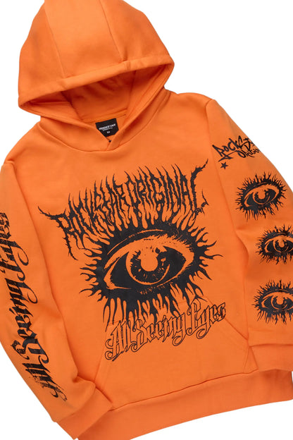 Boys All Eyes Orange Hoodie & Shake Tree Camo Stacked Jean Set