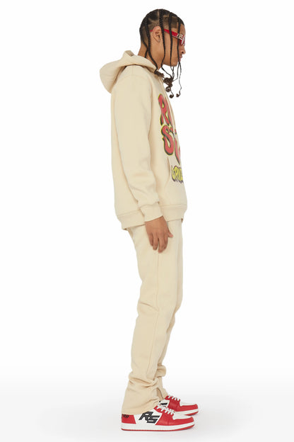 Bastien Beige Slim Fit Track Set