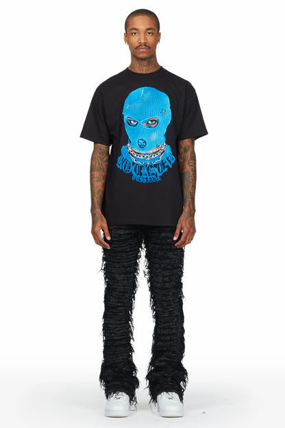 Bossko Jet Black Stacked Flare Jean