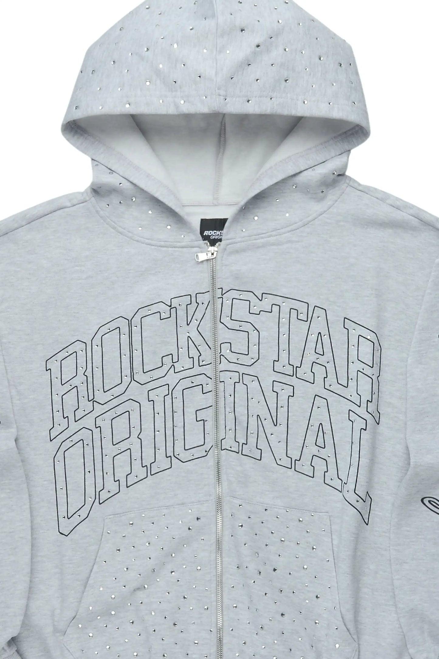Boys Alvino Grey Rhinestone Zip Up Hoodie