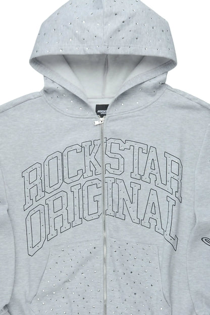 Boys Alvino Grey Rhinestone Zip Up Hoodie