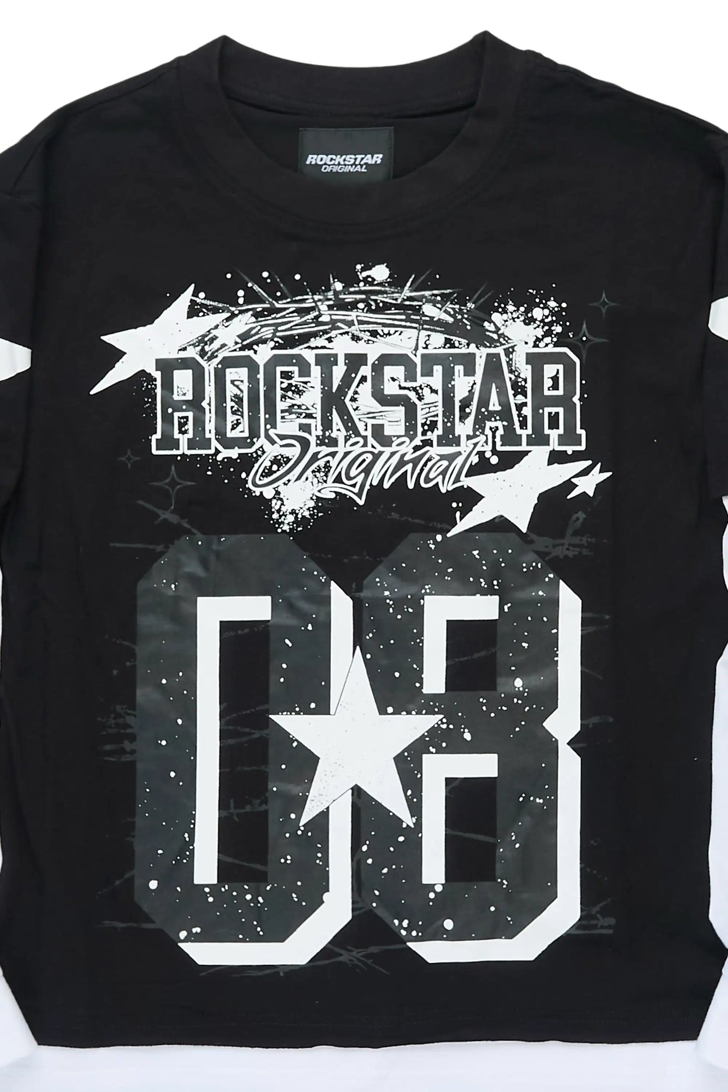 Boys Allstar Vintage Black/White Double Layer L/S Graphic T-Shirt