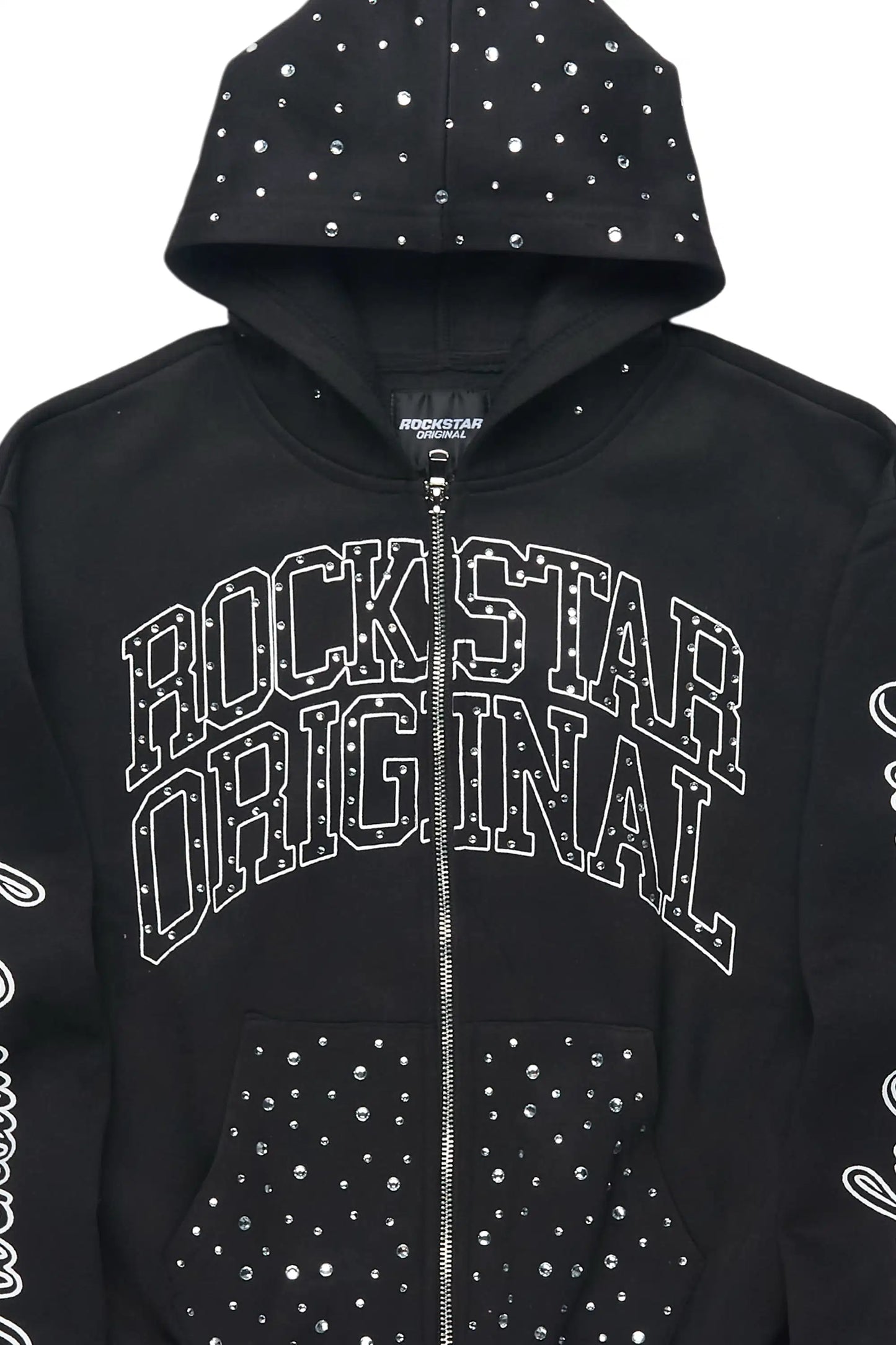 Boys Alvino Black Rhinestone Zip Up Hoodie