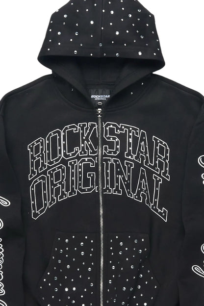 Boys Alvino Black Rhinestone Zip Up Hoodie
