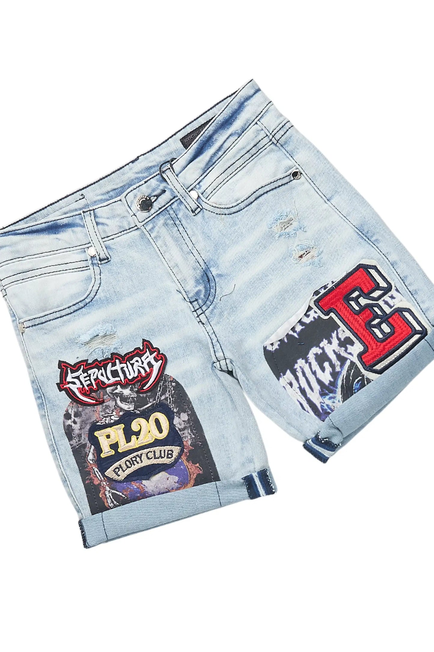 Boys Asa Royal/Blue Hooded Denim Short Set