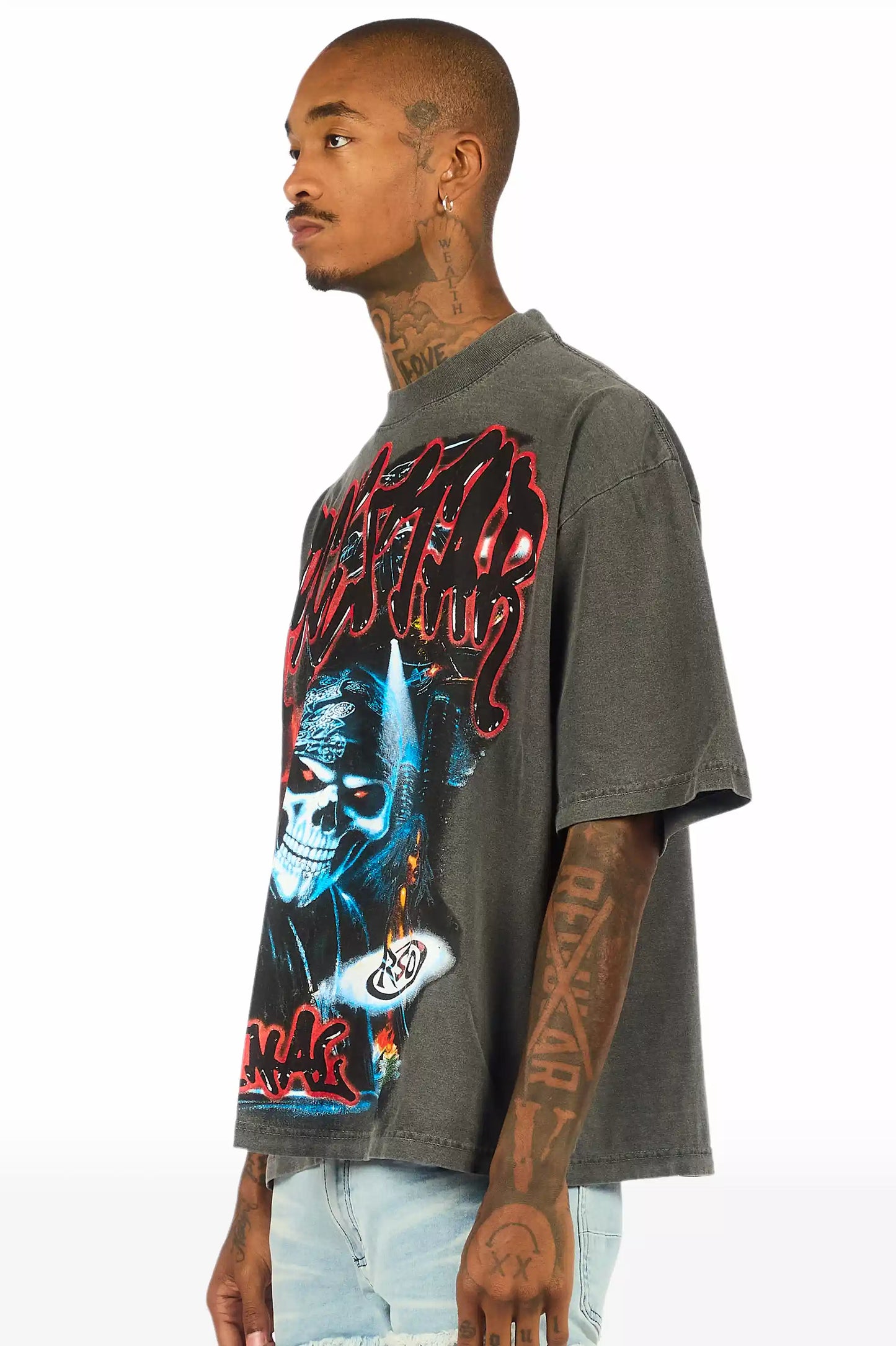 Arvyn Charcoal/Multi Oversized Graphic T-Shirt