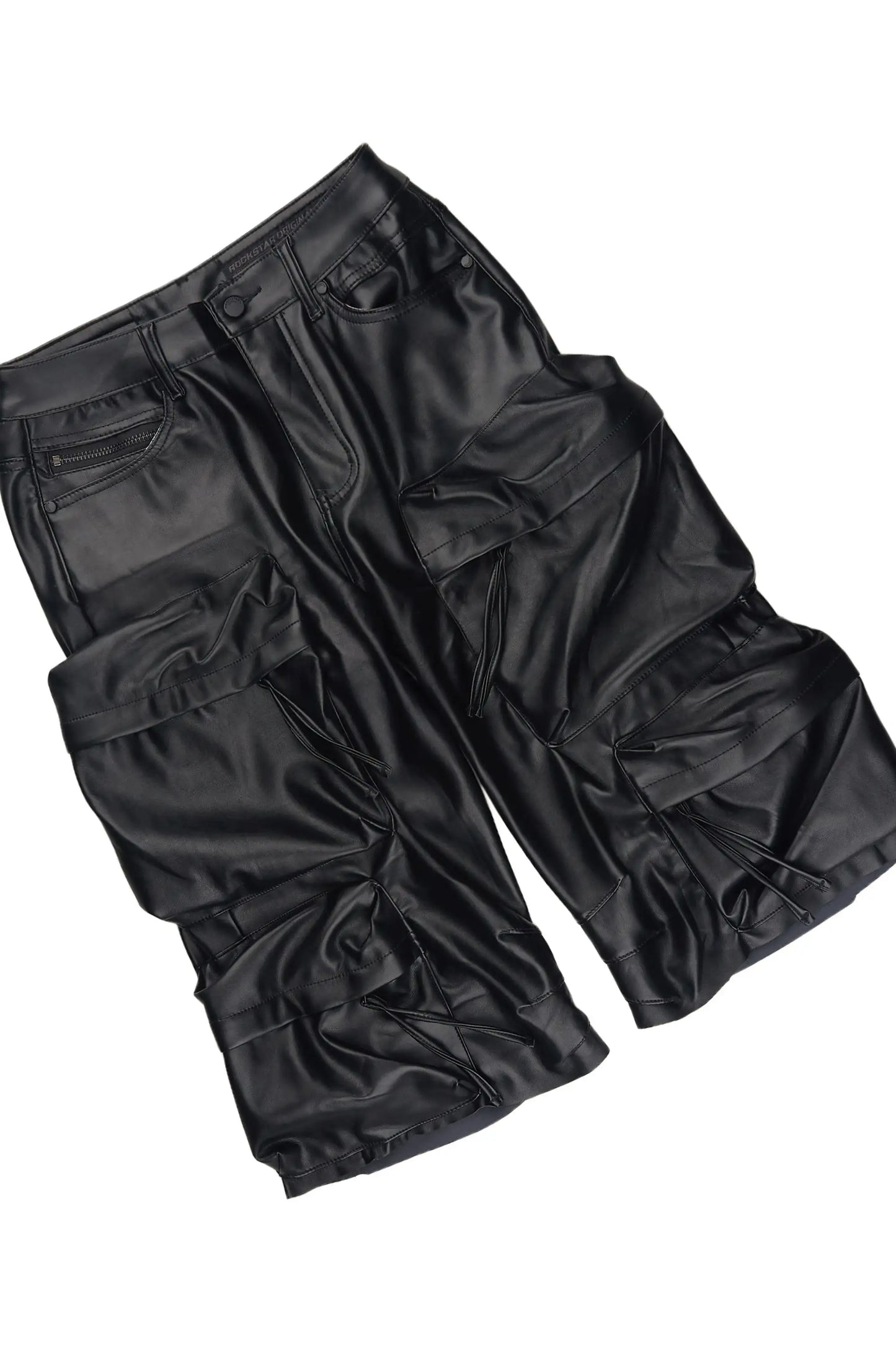 Ace Grey/Black Cut Sleeve Tee & Lenz Pu Leather Short Set
