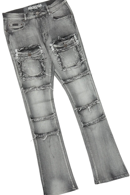 All Seeing Eyes White/Grey Long Sleeve T-Shirt/Stacked Flare Cargo Jean Bundle