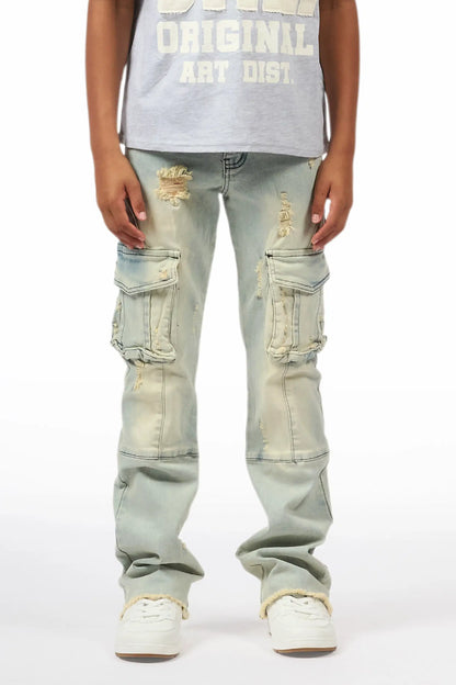Boys Adalee Blue Stacked Flare Jean