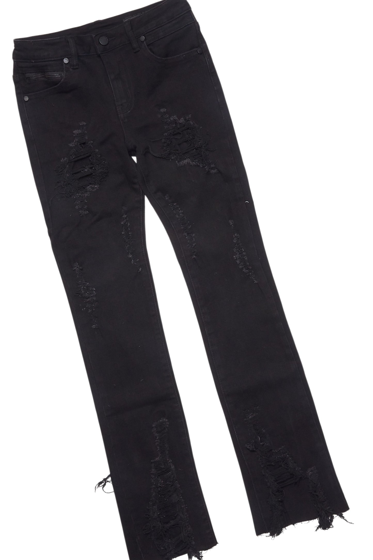 Boys Amos Black/White T-Shirt/Stacked Flare Jean Set