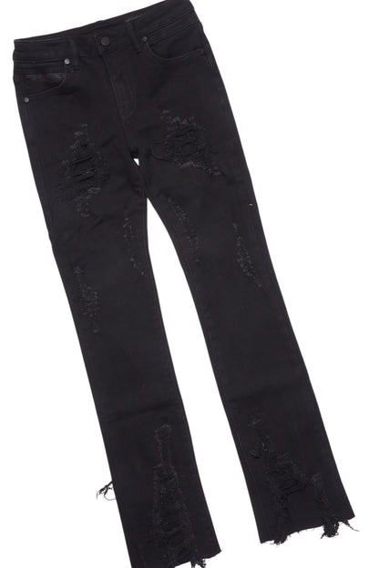 Boys Amos Black/White T-Shirt/Stacked Flare Jean Set