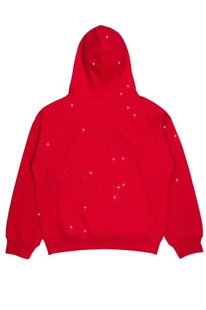 Andros Red Rhinestone Oversized Hoodie