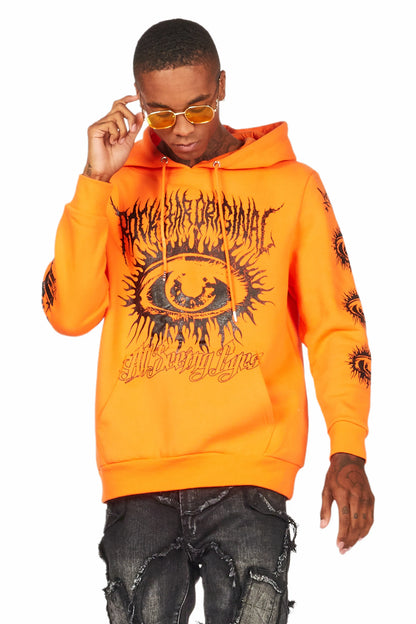 All Seeing Eyes Orange Graphic Hoodie