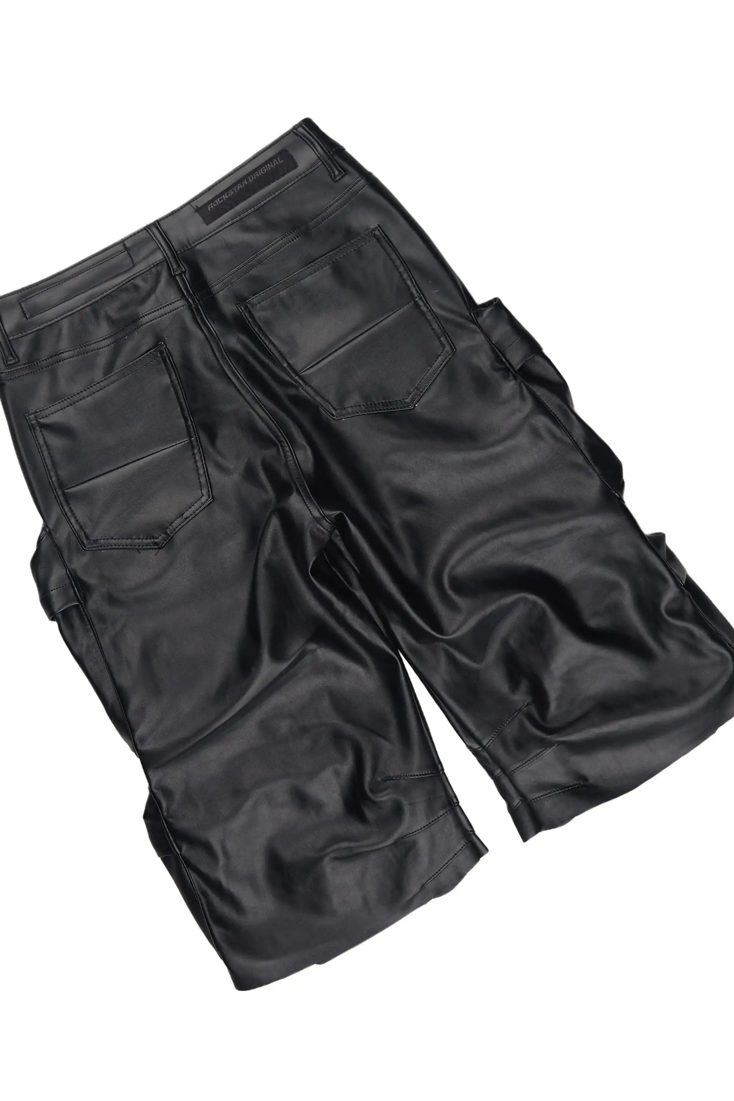 Ace Grey/Black Cut Sleeve Tee & Lenz Pu Leather Short Set