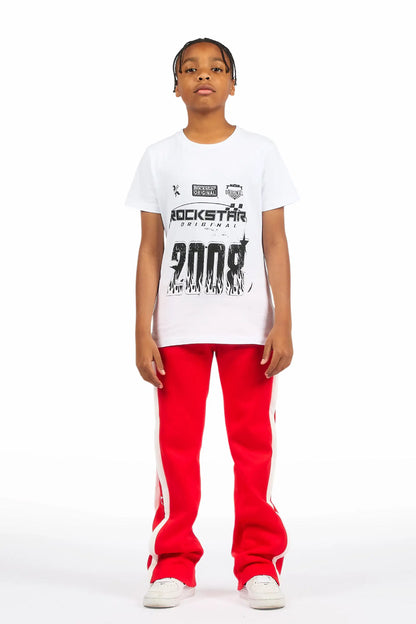 Boys Arkady Red Stacked Flare Track Pant