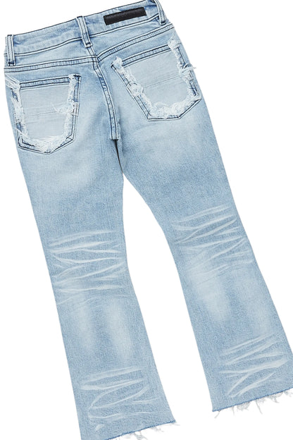 Boys All Eyes Vintage Navy Hoodie/Stacked Flare Jean Set