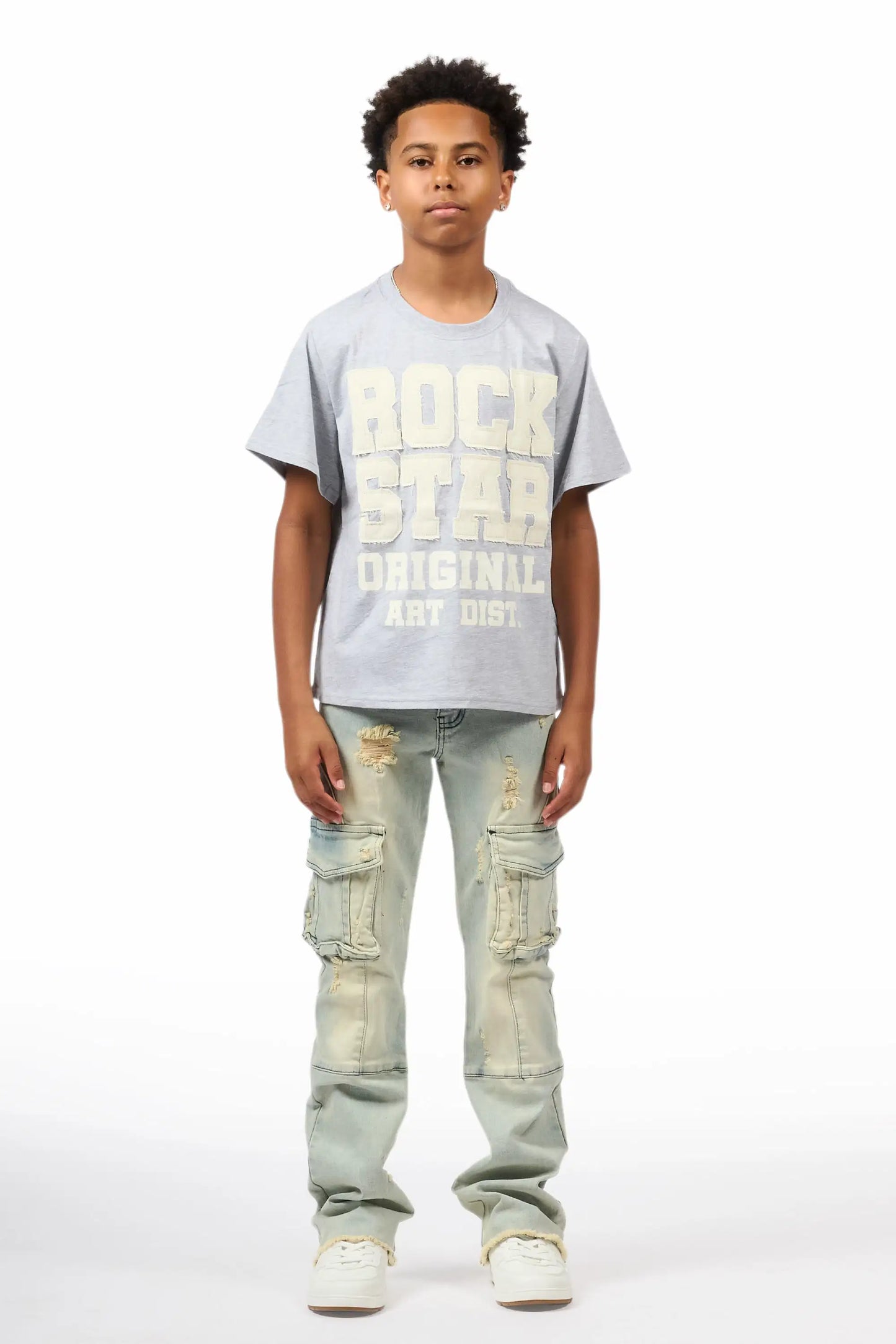 Boys Adalee Blue Stacked Flare Jean
