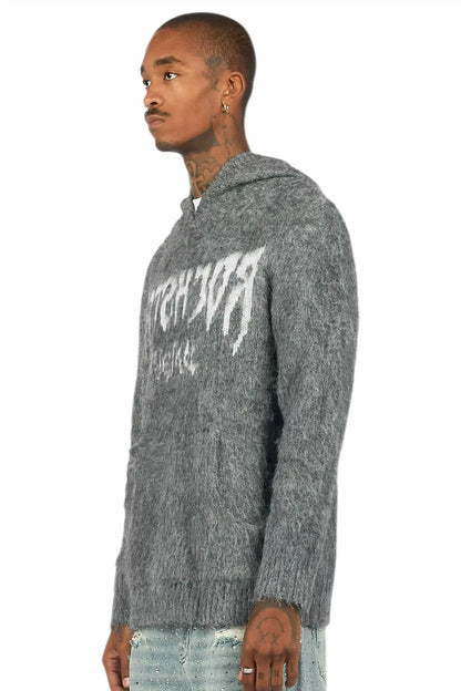 Andros Reflected Grey Graphic Knitted Hoodie
