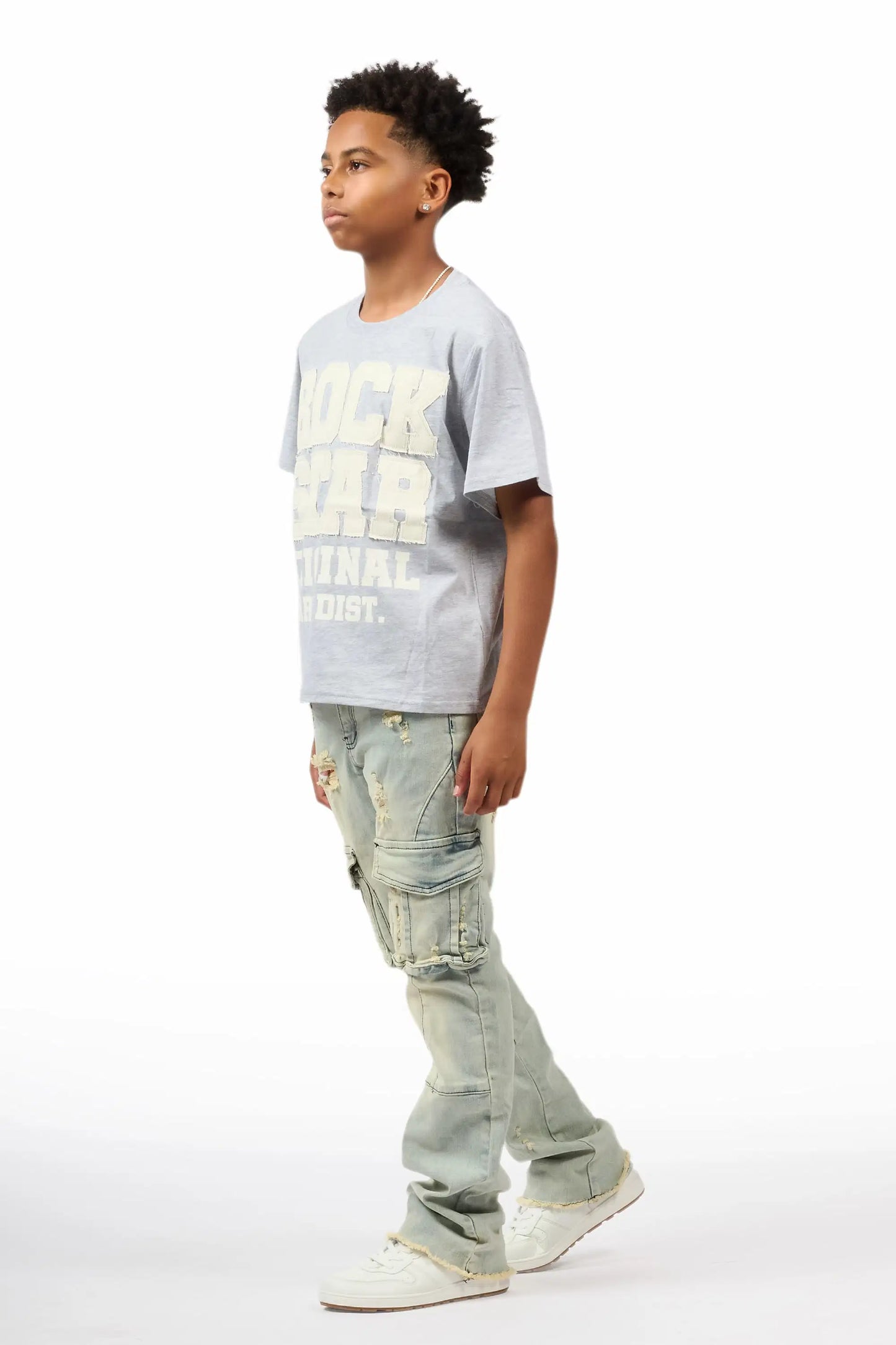 Boys Adalee Blue Stacked Flare Jean