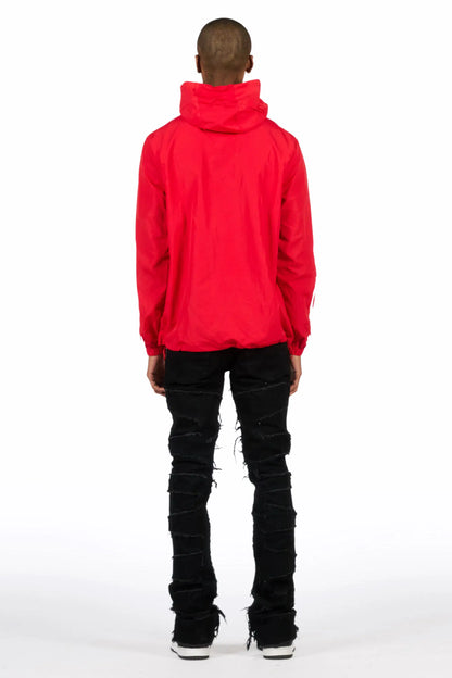 Amos Red/Black Windbreaker/Stacked Flare Jean