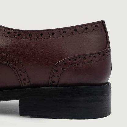 Dirk Brogues Derby Maroon Leather Shoes
