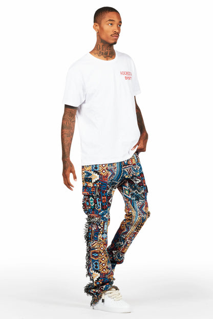 Ayami Blue Slim Tapestry Flare Jean