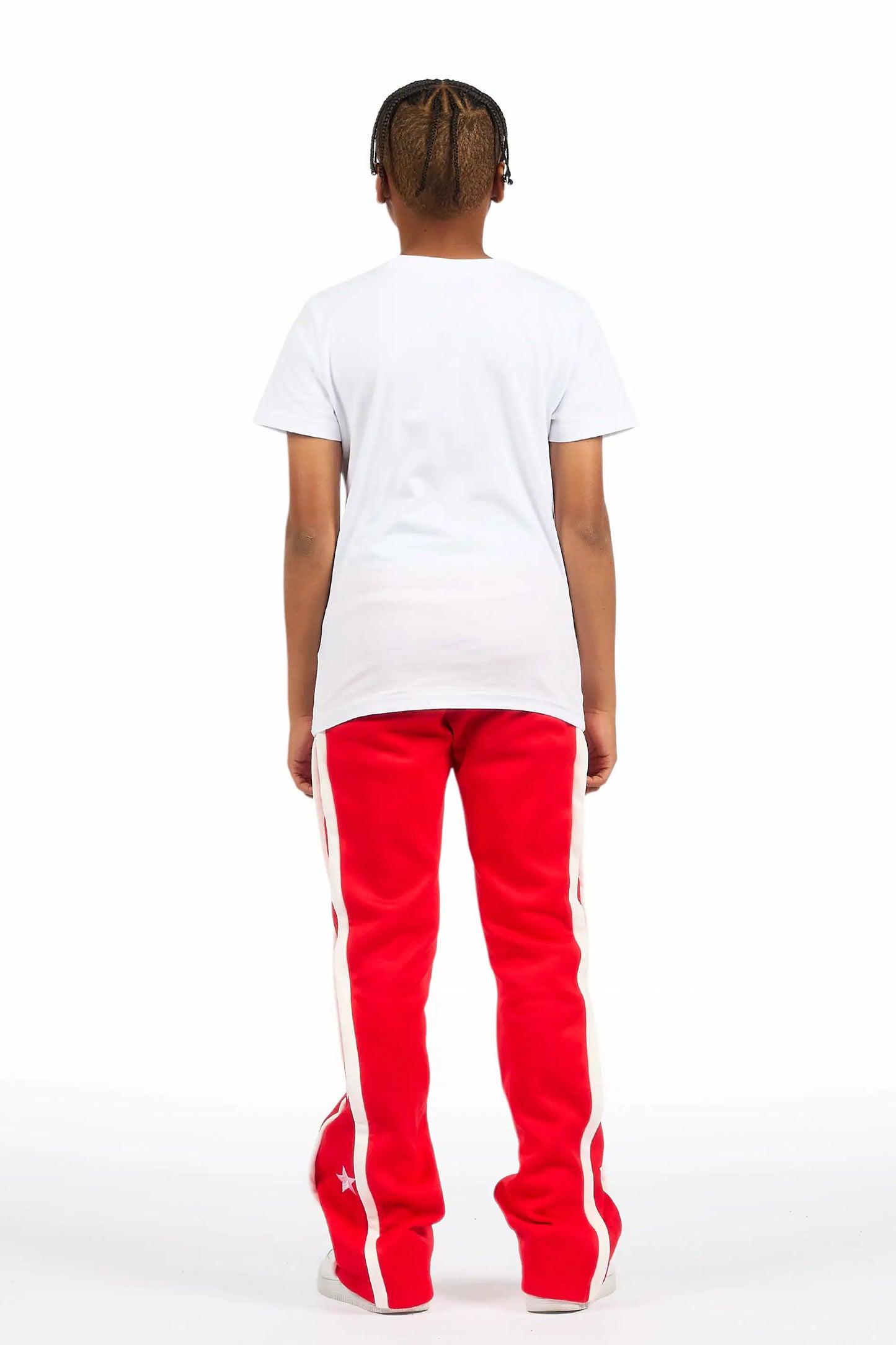 Boys Arkady Red Stacked Flare Track Pant