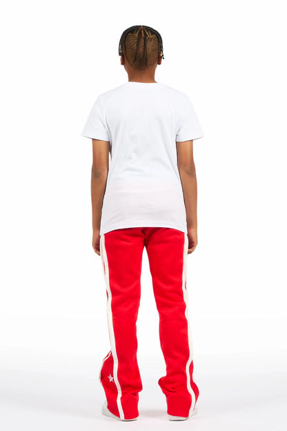 Boys Arkady Red Stacked Flare Track Pant