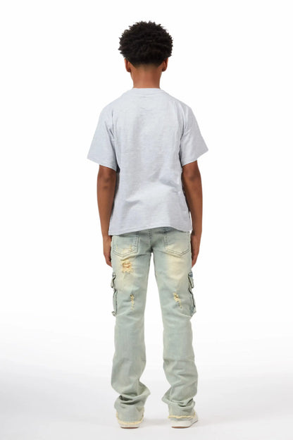 Boys Adalee Blue Stacked Flare Jean