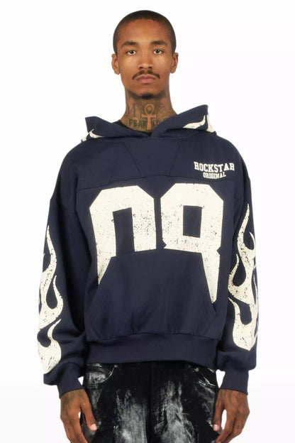 Aubin Navy Boxy Crop Hoodie
