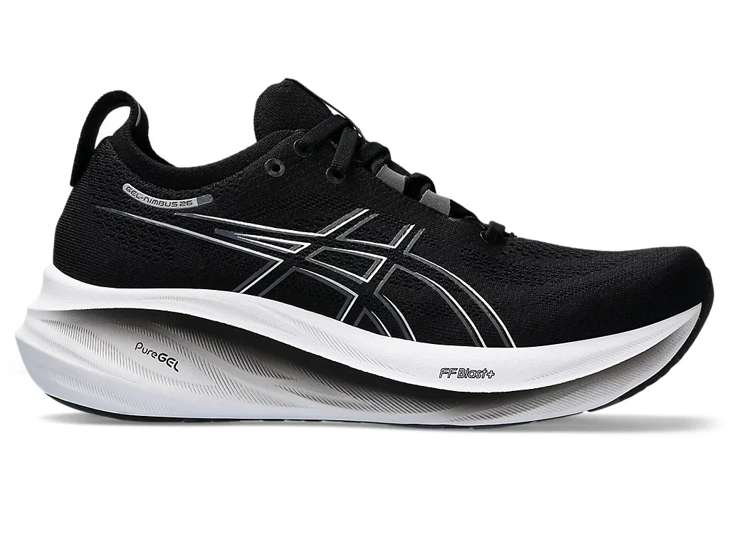 Asics Womens Gel Nimbus 26 Wide - Black/Graphite Grey (1012B602-001)