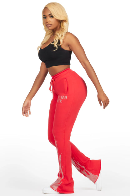 Anastesia Red Stacked Track Pant