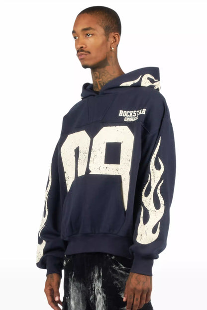 Aubin Navy Boxy Crop Hoodie